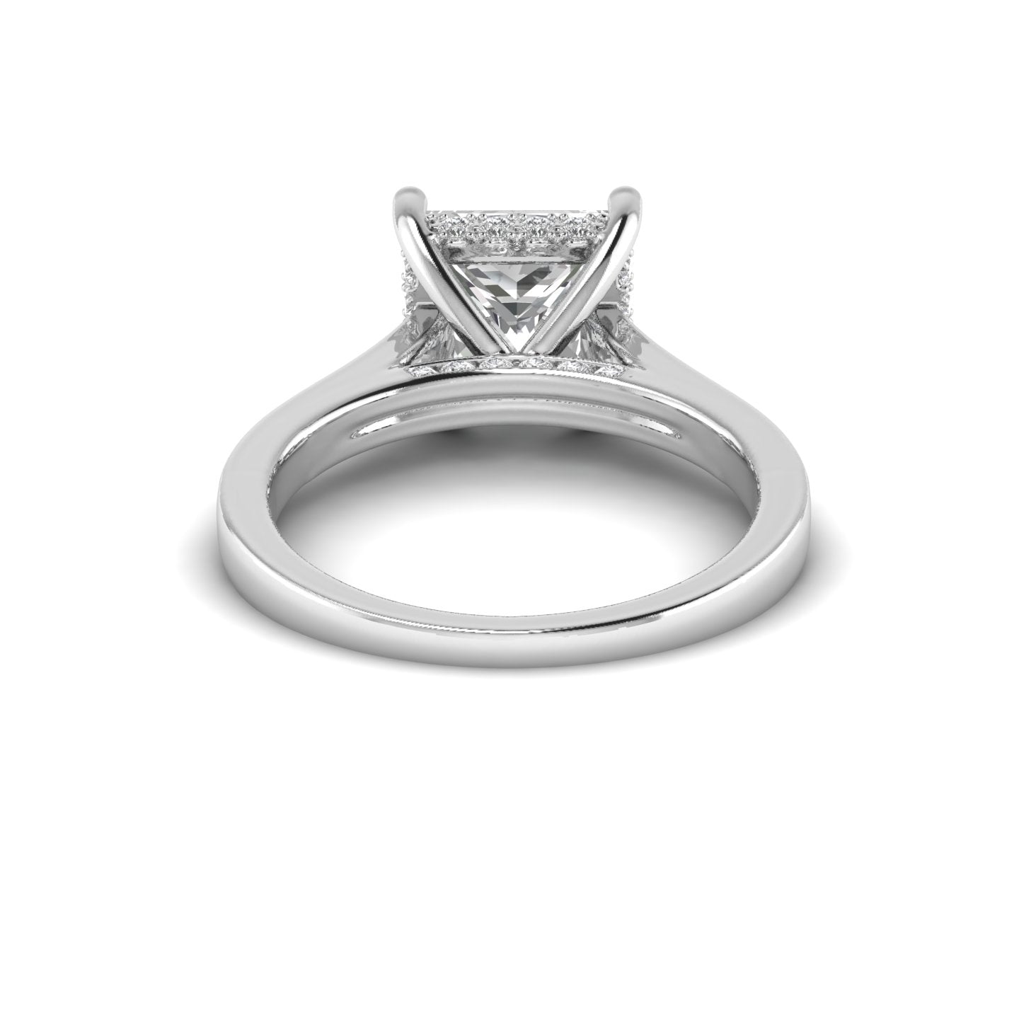 White Gold Studded 2.936 Carat Lab Grown Diamond Ring-F Color VVS2 Clarity.